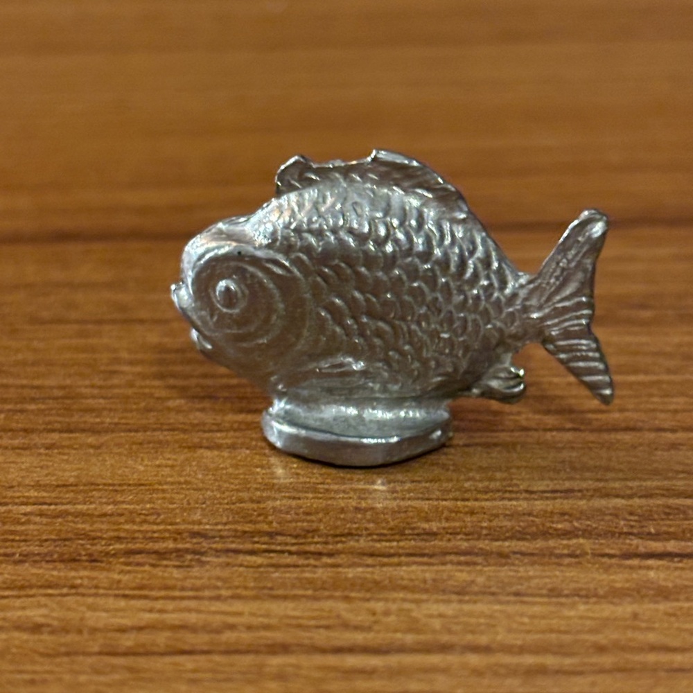 Vintage Pewter Miniature Fish 1”x1.5” Marked